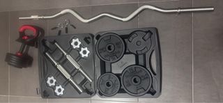 LOTE Maletín Pesas + Barra Z + Adaptador Pesa Rusa