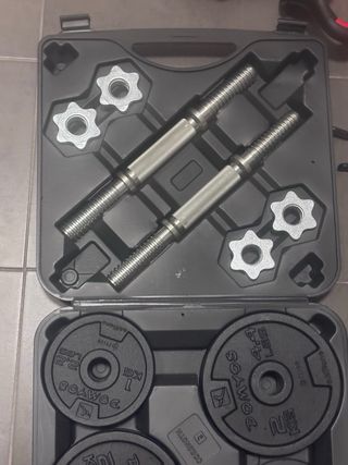 LOTE Maletín Pesas + Barra Z + Adaptador Pesa Rusa