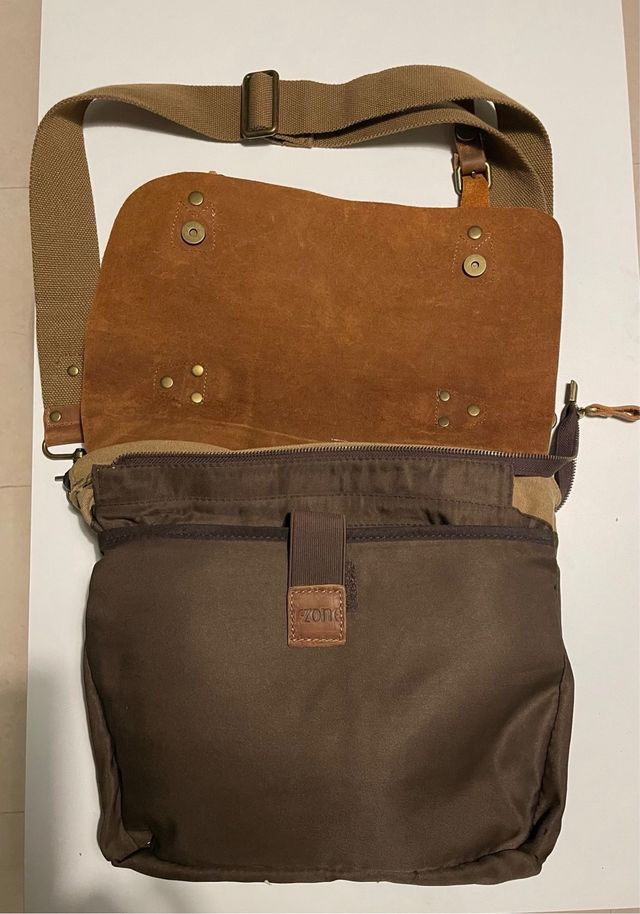 Maletín vintage piel y lona para portátil o tablet