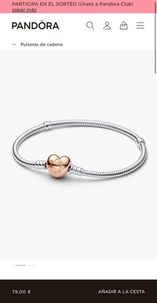 Pulsera Pandora Corazón Oro Rosa Plata