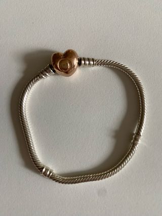 Pulsera Pandora Corazón Oro Rosa Plata