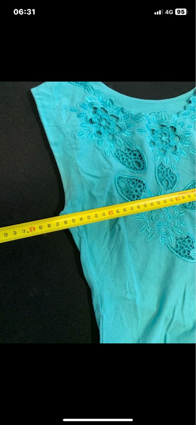 Body donna pizzo turchese taglia S