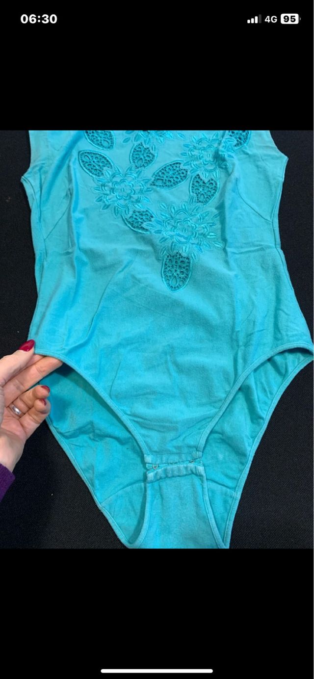 Body donna pizzo turchese taglia S