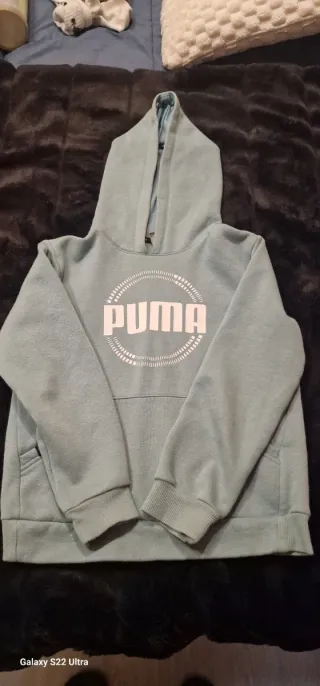Sudadera Puma verde azulado talla 140cm 10 años.