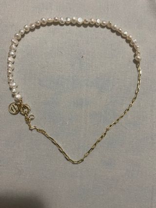 Gargantilla de perlas y cadena dorada no envío112