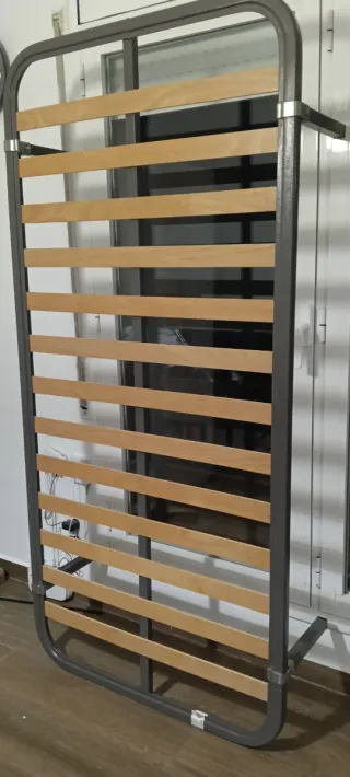 Somier individual metálico con lamas de madera