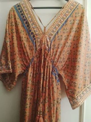 Vestido largo estampado naranja talla única