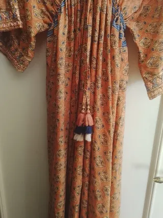 Vestido largo estampado naranja talla única