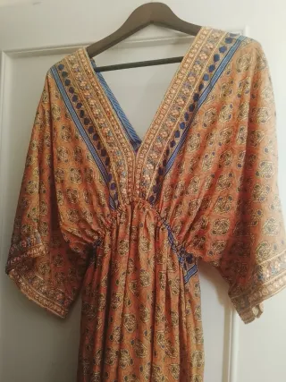 Vestido largo estampado naranja talla única