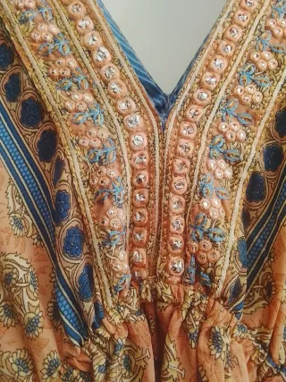 Vestido largo estampado naranja talla única