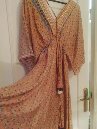 Vestido largo estampado naranja talla única