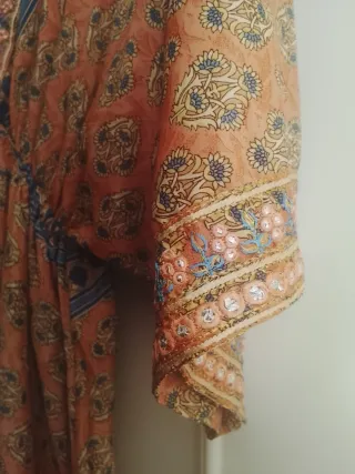 Vestido largo estampado naranja talla única
