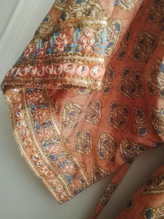 Vestido largo estampado naranja talla única