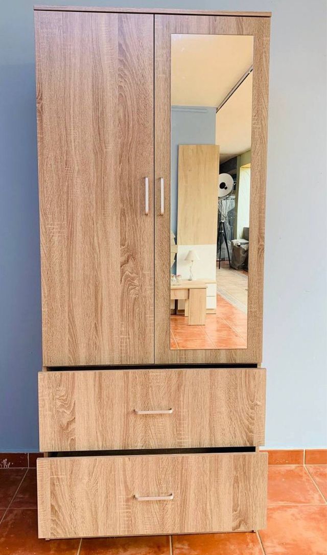 Armario 2 puertas 2 cajones con espejo