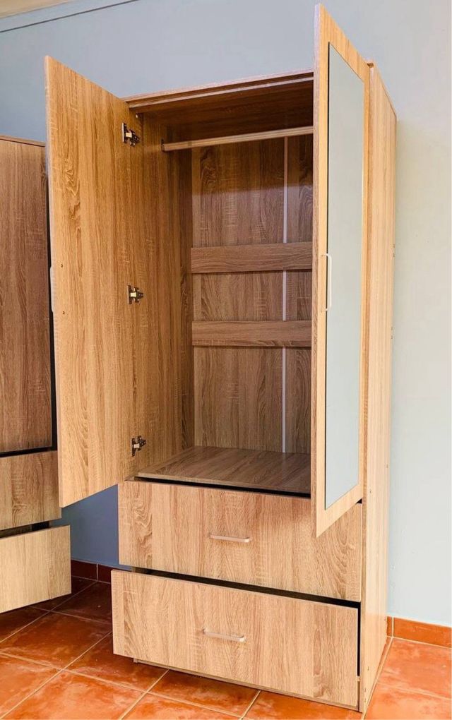 Armario 2 puertas 2 cajones con espejo