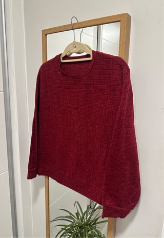 Conjunto jersey y falda burdeos invierno