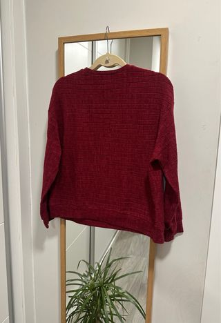 Conjunto jersey y falda burdeos invierno