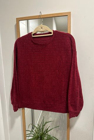 Conjunto jersey y falda burdeos invierno