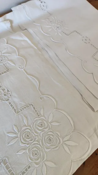 Lenzuolo antico in puro lino con monogramma GG