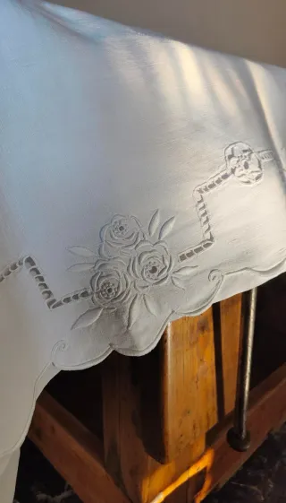 Lenzuolo antico in puro lino con monogramma GG