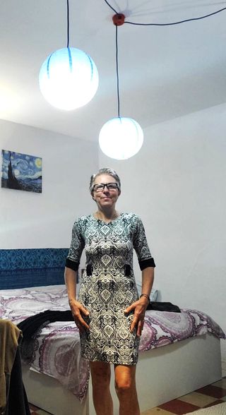 Vestito elegante fantasia bianco e nero