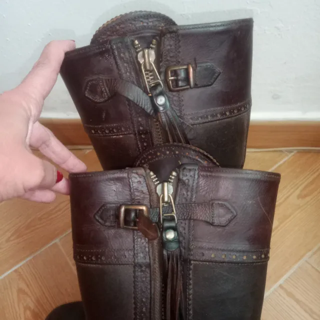 Botas de montar españolas de cuero marrón