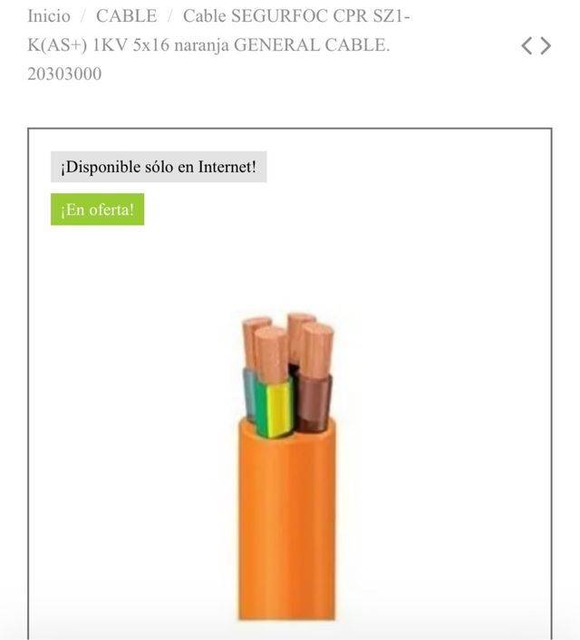 Cable Naranja 5x16mm