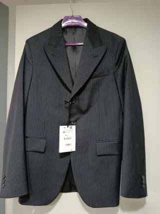 Traje Americano Zara Raya Gris Talla M