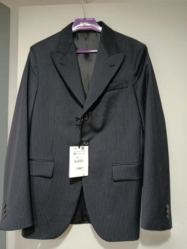 Traje Americano Zara Raya Gris Talla M