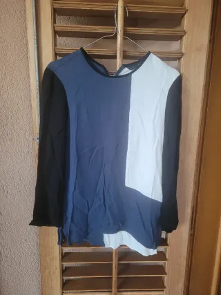 Blusa donna manica lunga color block