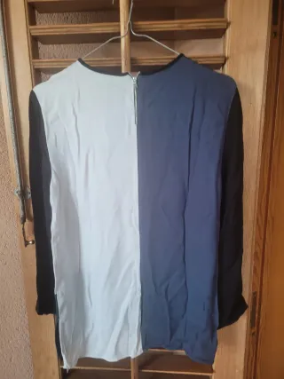 Blusa donna manica lunga color block