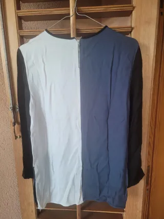 Blusa donna manica lunga color block