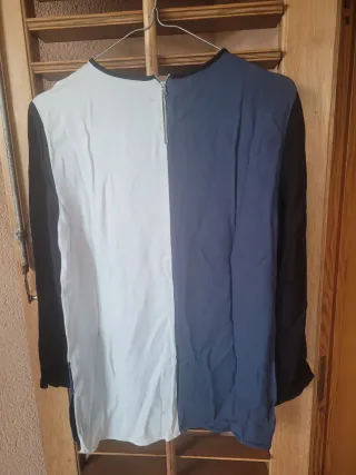 Blusa donna manica lunga color block
