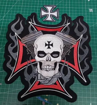 2 Parches Moteros Cruz Hierro Calavera