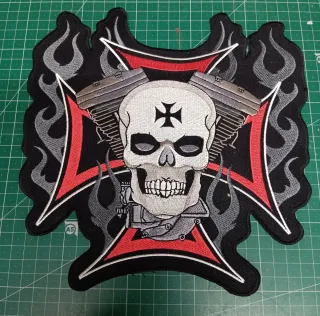 2 Parches Moteros Cruz Hierro Calavera