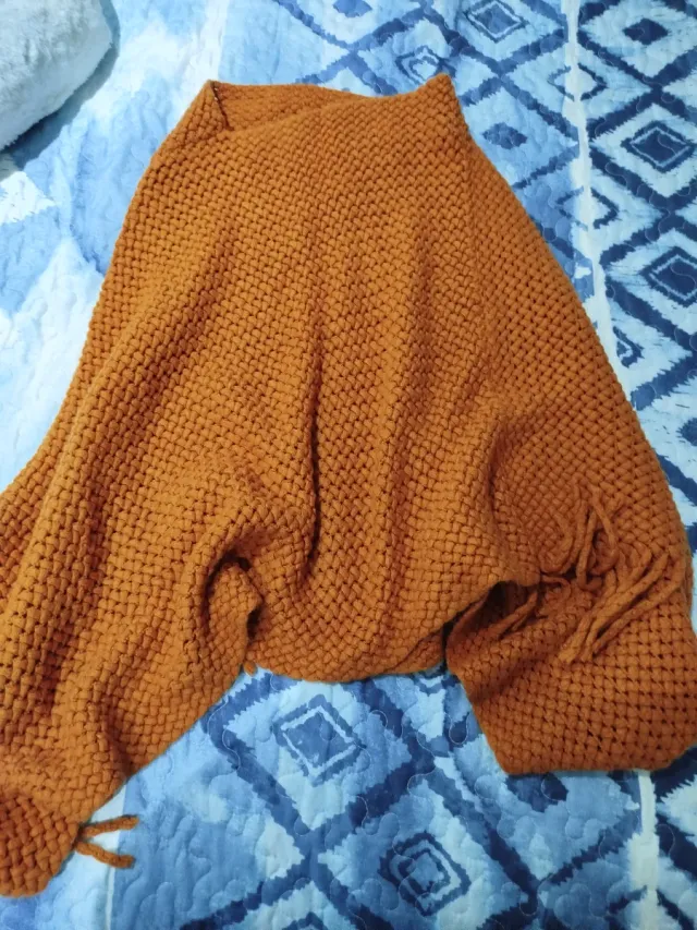 Poncho de punto Natura naranja talla única