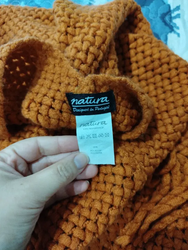 Poncho de punto Natura naranja talla única