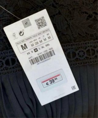 Vestido Zara Negro Encaje y Plisado