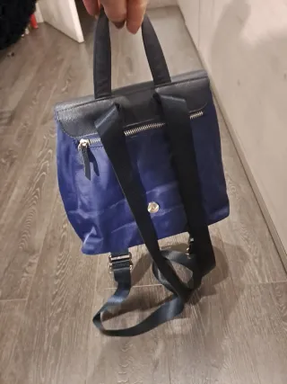 Bolso Mochila Azul y Gris