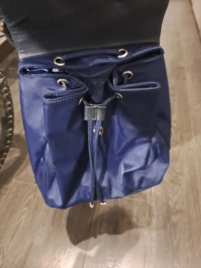 Bolso Mochila Azul y Gris