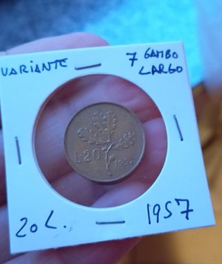 20 Lire 1957 Gambo Largo Raro