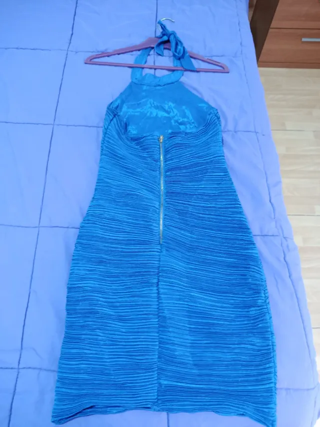 Vestido elegante azul con cremallera