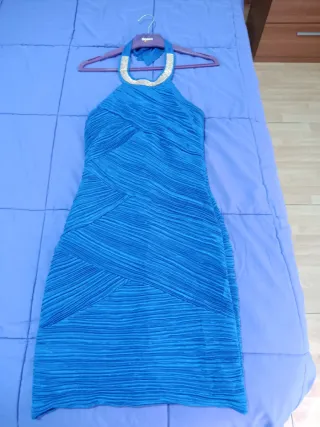 Vestido elegante azul con cremallera