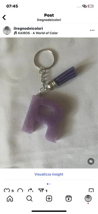 Portachiavi lettera R lilla