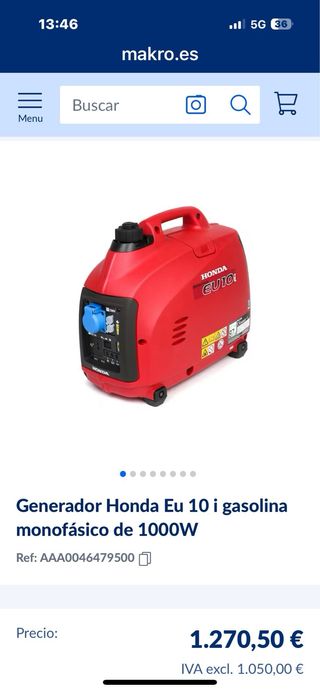 Generador Honda EU10i Gasolina Monofásico