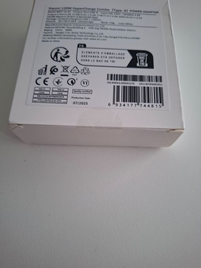 Cargador Xiaomi 120W Hyper Charge Combo 12e