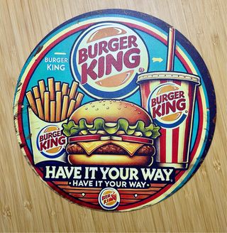 Insegna metallica vintage Burger King 20x20 cm