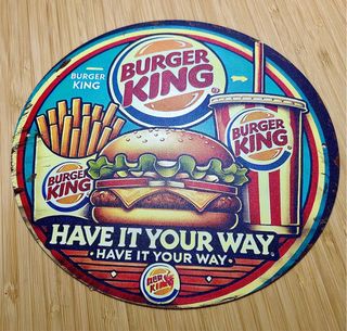 Insegna metallica vintage Burger King 20x20 cm