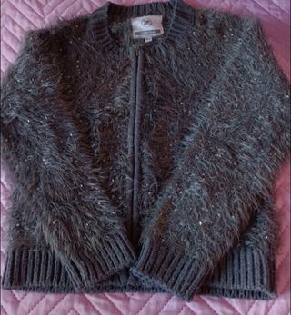 Giacca bambina grigia lurex zip 5/6 anni