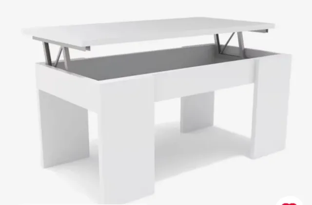 Mesa centro elevable blanca